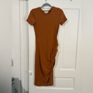 Treasure & Bond Cinnamon Ruched Midi Dress